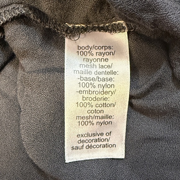 Maurices 3/4 Sleeve Lace Crochet Blouse Women’s L Slate Gray Pleated Keyhole - Picture 7 of 7